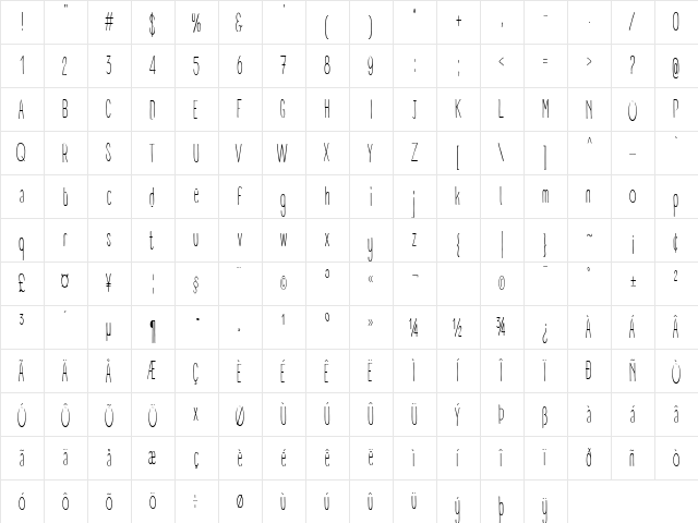 A DAY WITHOUT SUN Regular  glyph index