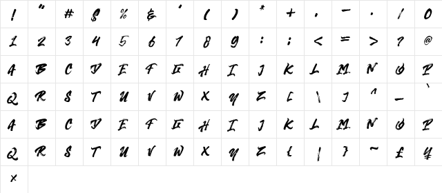 Hypetype Regular  glyph index