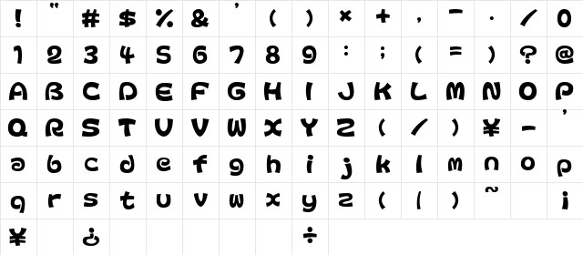 ColopocleAL Regular  glyph index