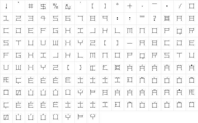 Amaya Technical Etching Regular  glyph index