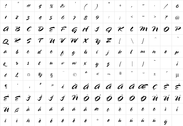 Bustamalaka Regular  glyph index