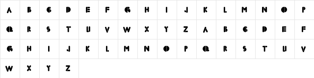 BoldFace Stencil Regular  glyph index