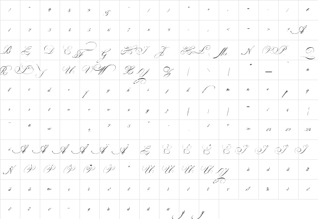 Indenture English Penman Demo Regular  glyph index