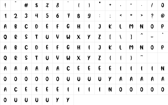 HALLOWEN HAUNTED Regular  glyph index