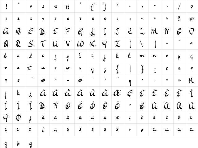 Dr Sugiyama Regular  glyph index