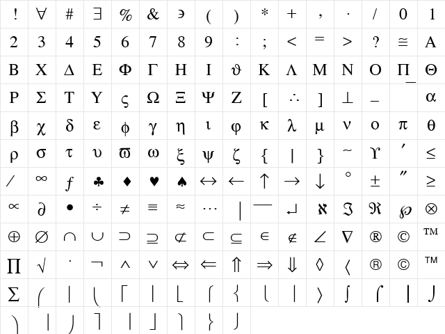 MaplePi Regular  glyph index