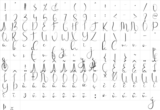 Hunting Star Regular  glyph index