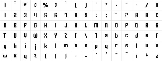 SF Archery Black Rounded Regular  glyph index
