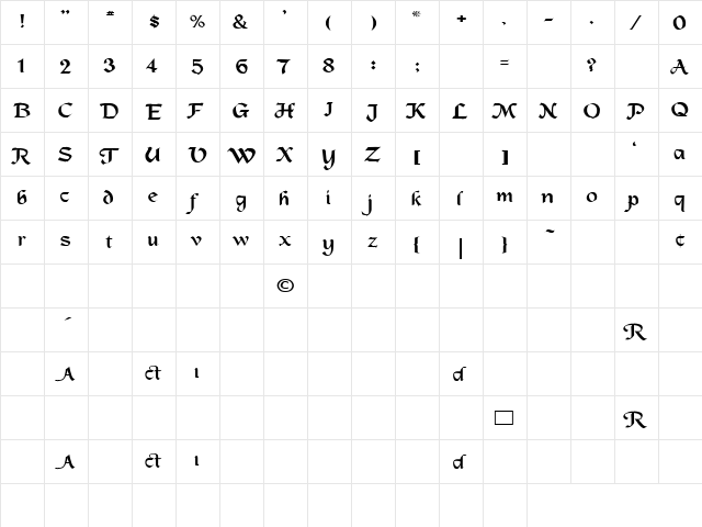 Divorce 4 Regular  glyph index
