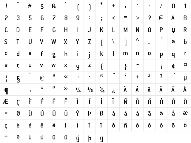 ConduitITCStd Medium  glyph index