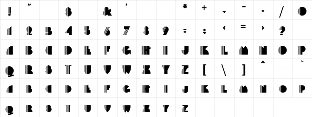 streaks Regular  glyph index