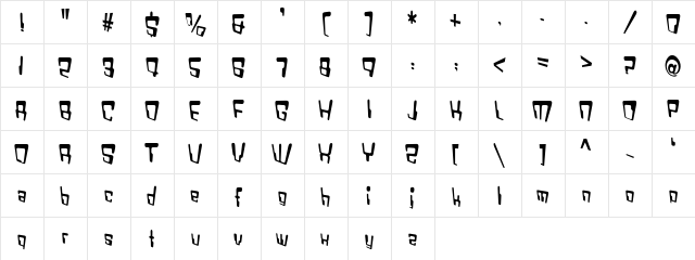 VTC Bad DataTrip Regular  glyph index