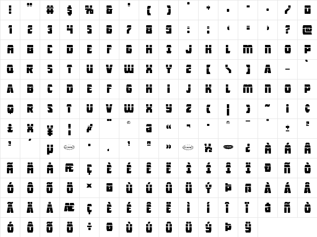 Intergalactic Laser Regular  glyph index