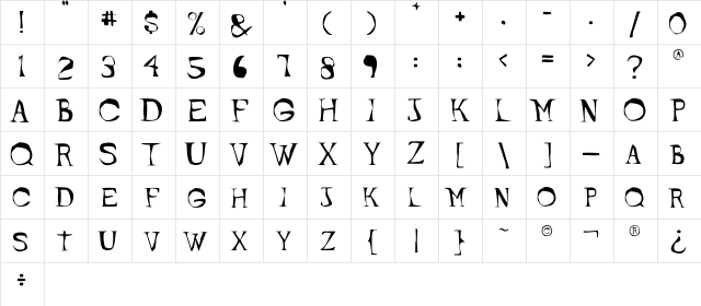 FreeBe Caps  glyph index