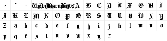 TDMN Medium  glyph index