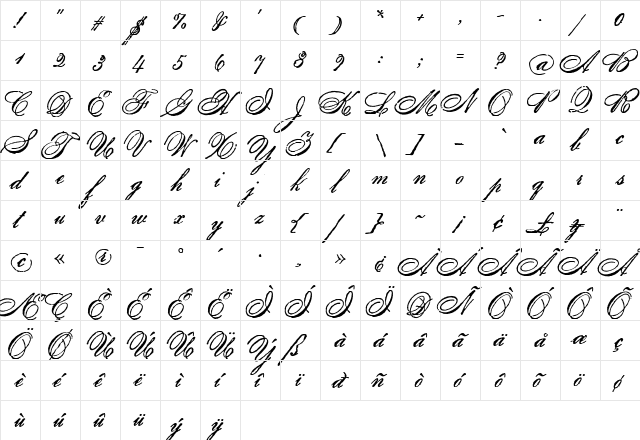 Gf Script No 4 Regular  glyph index