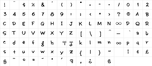 HIGH FONT II B YOUBYC_FONTunik Regular  glyph index