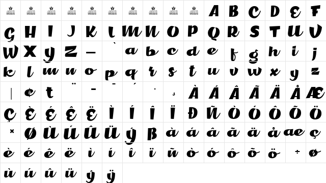 Crackerdown Personal Use Regular  glyph index
