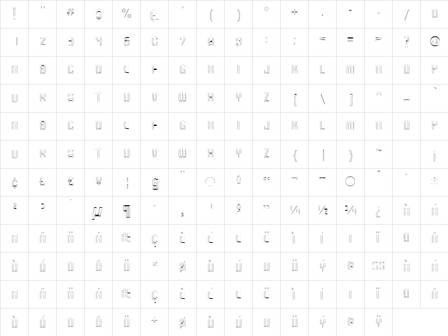 MilwaukeeNeonNeon Regular  glyph index