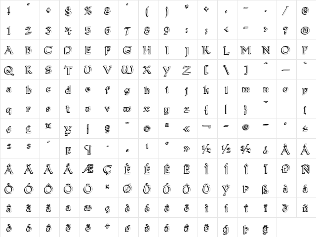 Dumbledor 1 3D Regular  glyph index
