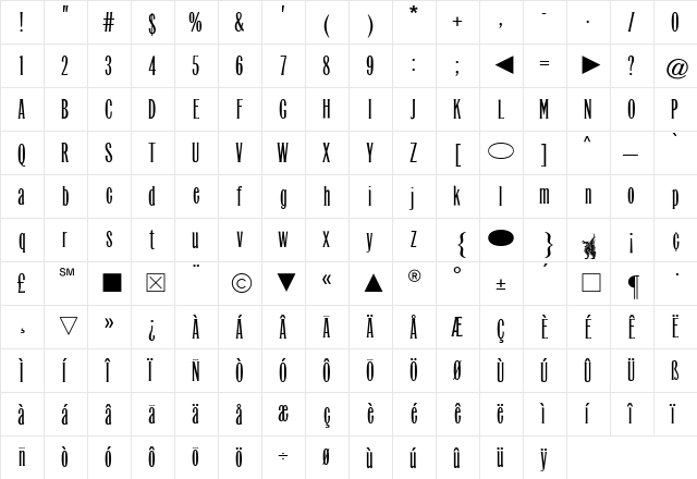 Cg Medium  glyph index