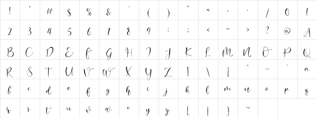 Mondeylla Regular  glyph index