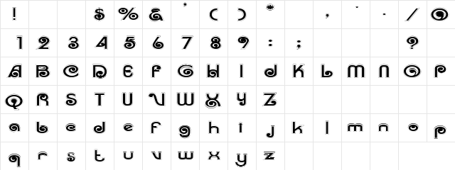 Typical Regular  glyph index