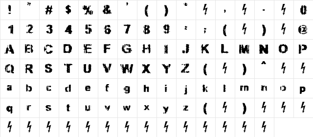 Slippy Regular  glyph index