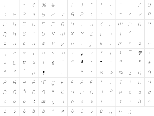Elgethy Est Upper Regular  glyph index