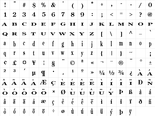 Mole Regular  glyph index