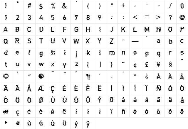 Connection Regular  glyph index