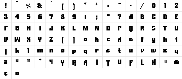 ShaftDV Medium  glyph index