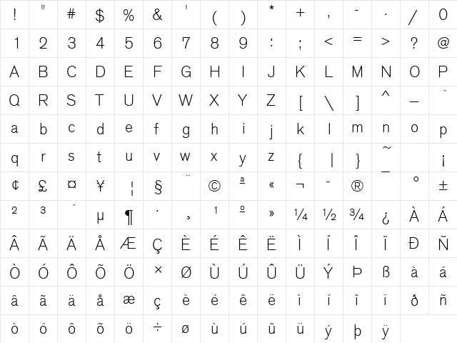 URWAccidaliaTLig Regular  glyph index
