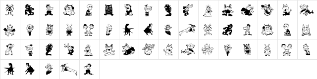 Monstrous Regular  glyph index