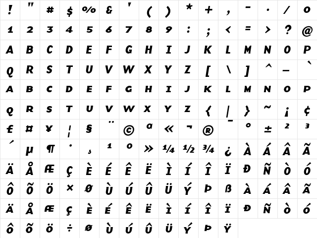 BaseNine Medium  glyph index
