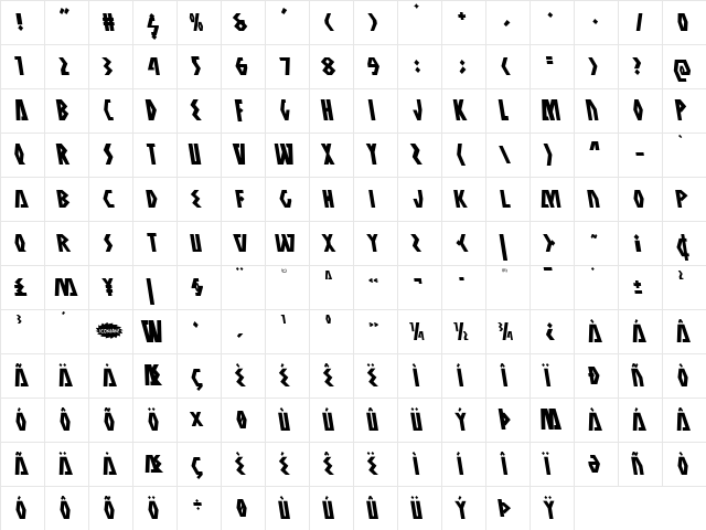 Antikythera Leftalic Italic  glyph index