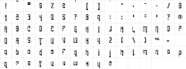 Varsinnie Grioove Regular  glyph index