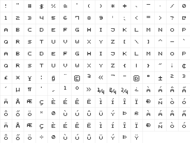 Light LED Display-7 Regular  glyph index