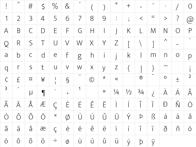 Ek Mukta ExtraLight  glyph index