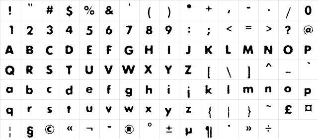 ExposureCTwoRough Regular  glyph index