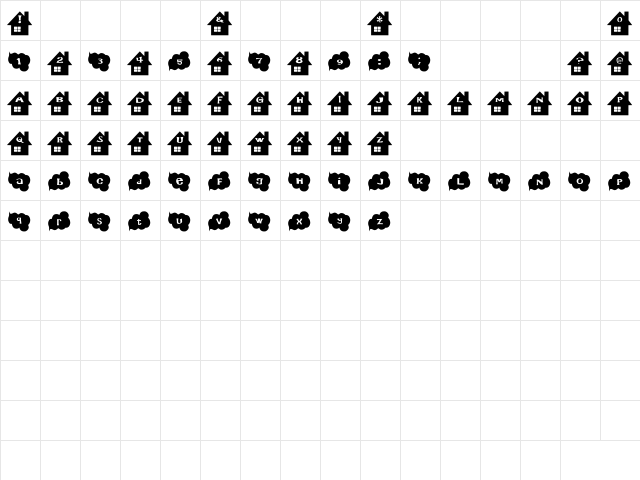 Home Font Regular  glyph index