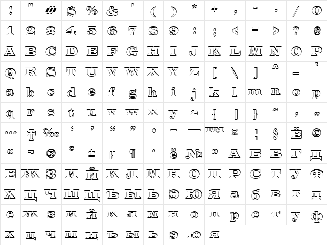 a_LatinoSh Regular  glyph index