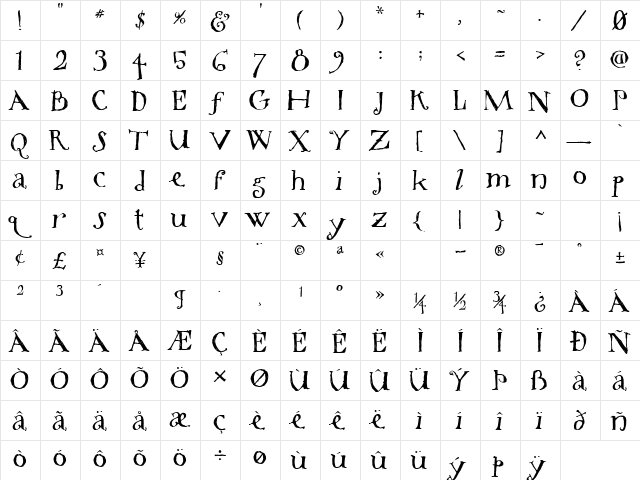 Tree Boxelder Regular  glyph index