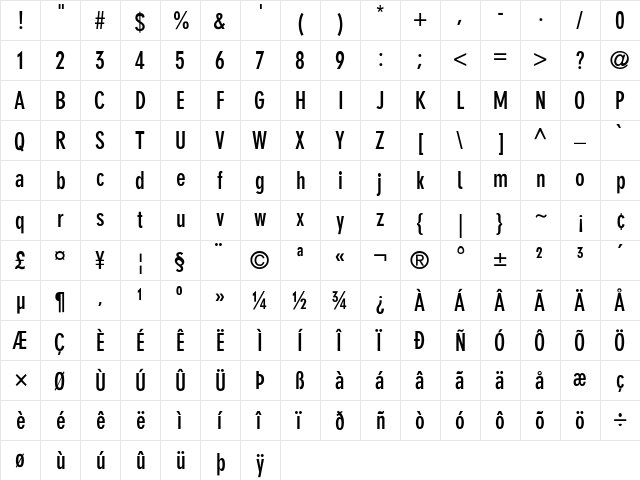DINNeuzeitGrotesk-BoldCond   glyph index
