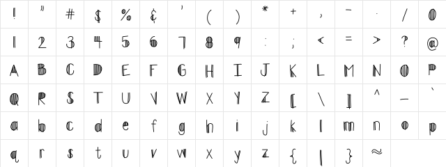 HomegirlJailbird Medium  glyph index