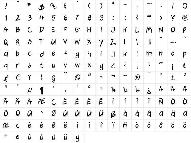 Hooteroll_Jam Regular  glyph index