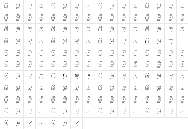 iChrono Outline Italic Outline Italic  glyph index