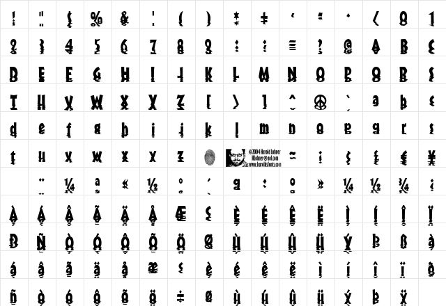 Sunset Regular  glyph index