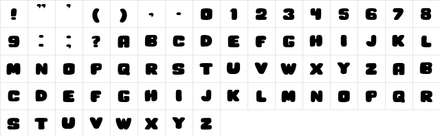 Hesitation Regular  glyph index
