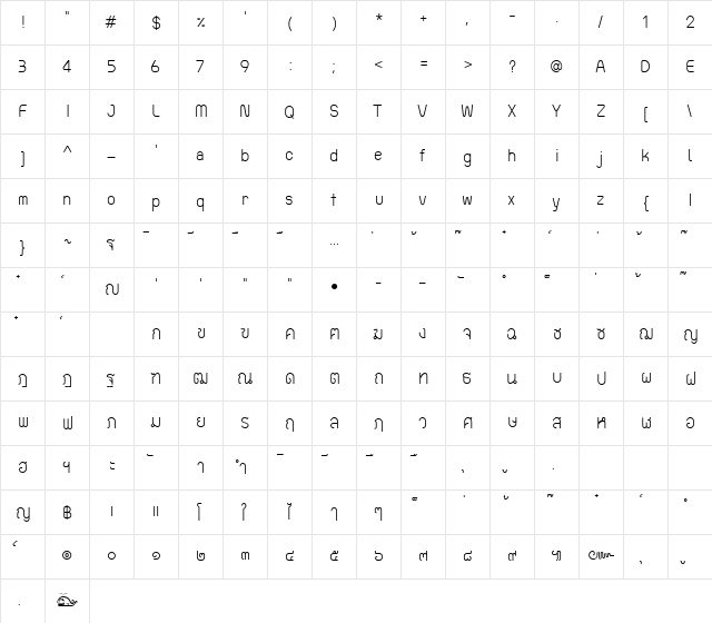 TP Tankhun Regular  glyph index